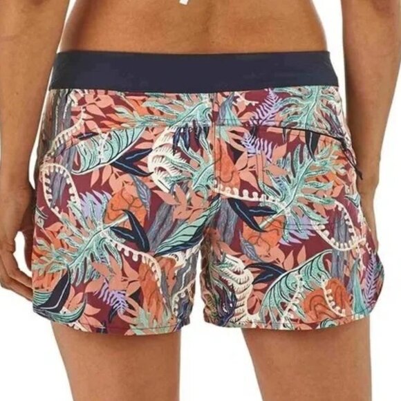 Patagonia Women's Blue Botanical Wavefarer Boardshorts - Size 6 - Picture 6 of 6